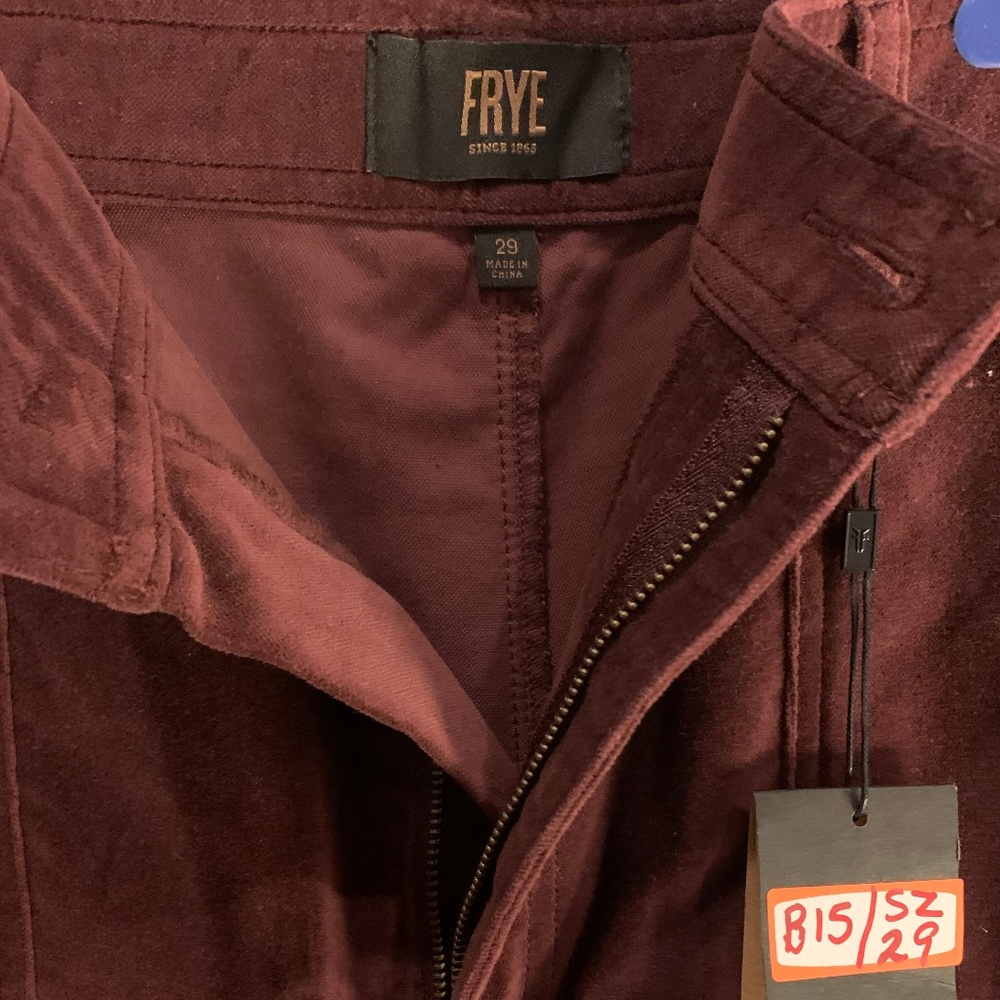 Frye Dark Plum Velvet Wide Legged Pants, Size 29